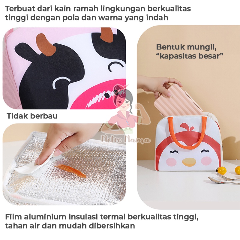 Tas Bekal Kotak Makan Termal Anak Sekolah Thermal Insulator Lunch Box Bag