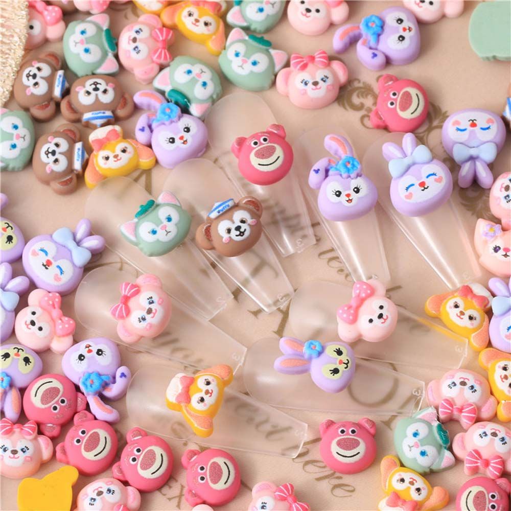 MXBEAUTY 10Pcs/bag Cartoon Nail Accessories Lovely Cute Nail Ornaments 3D Nail Art Decorations Rabbit Bunny Japanese Style Cute Phone Case Decoration Star Delu Cartoon Nail Jewelry