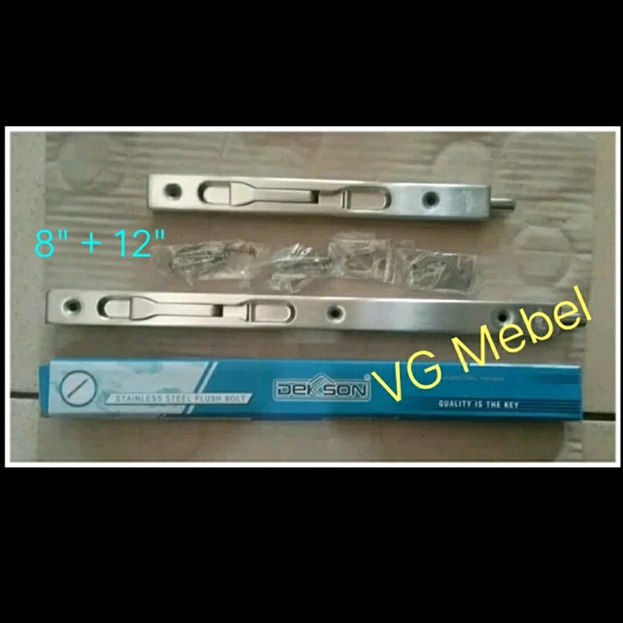 Grendel tanam-Grendel pintu kupu tarung 8" + 12" Stainless merk DEKSON