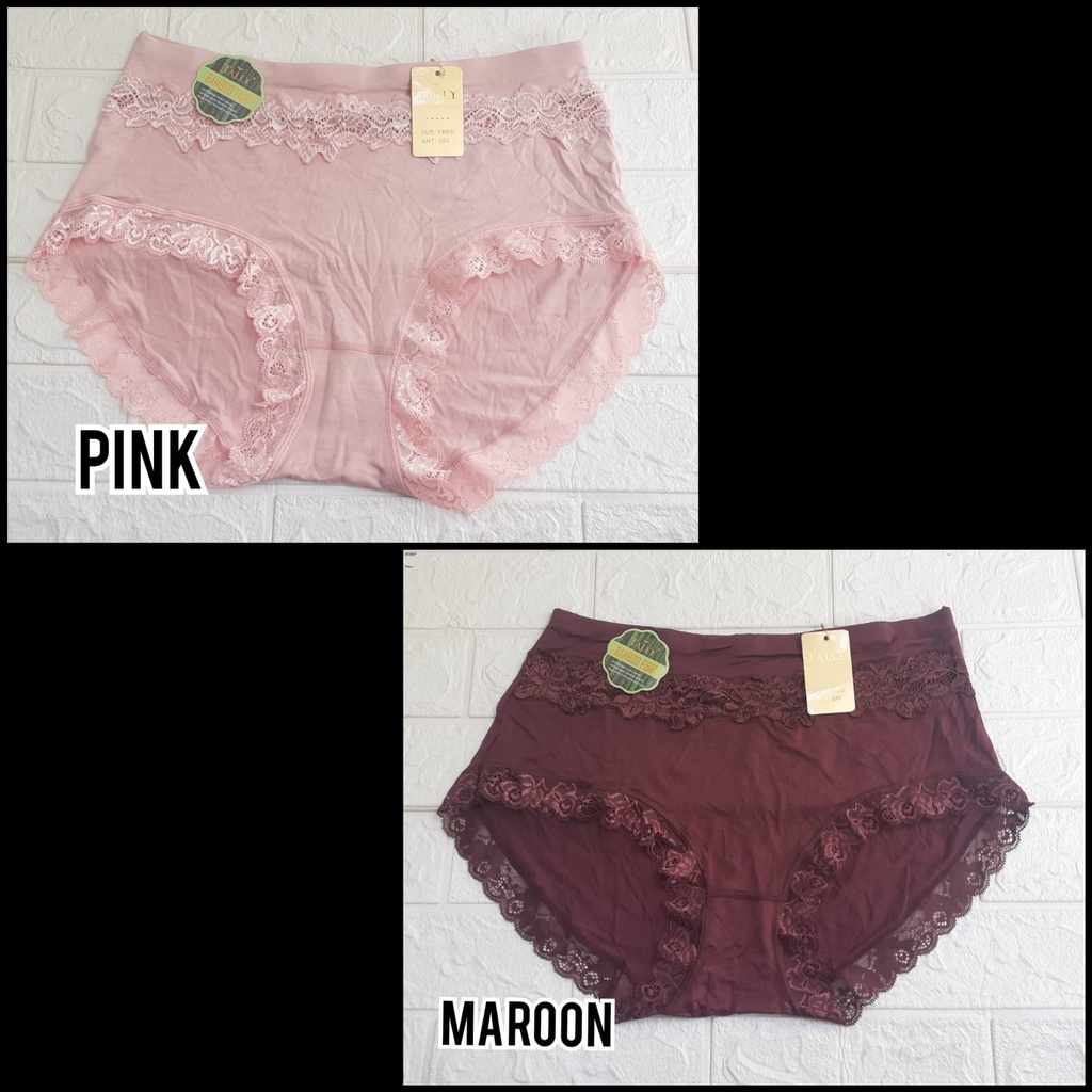 CD JUMBO Tally C 386 - CELANA DALAM COTTON BAMBOO RENDA WANITA DEWASA - MOTIF BUNGALILY SIZE JUMBO