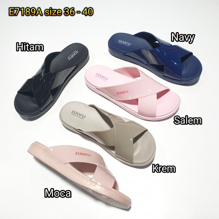 jelly sandal wanita luofu  sendal karet  slop import E7189A 