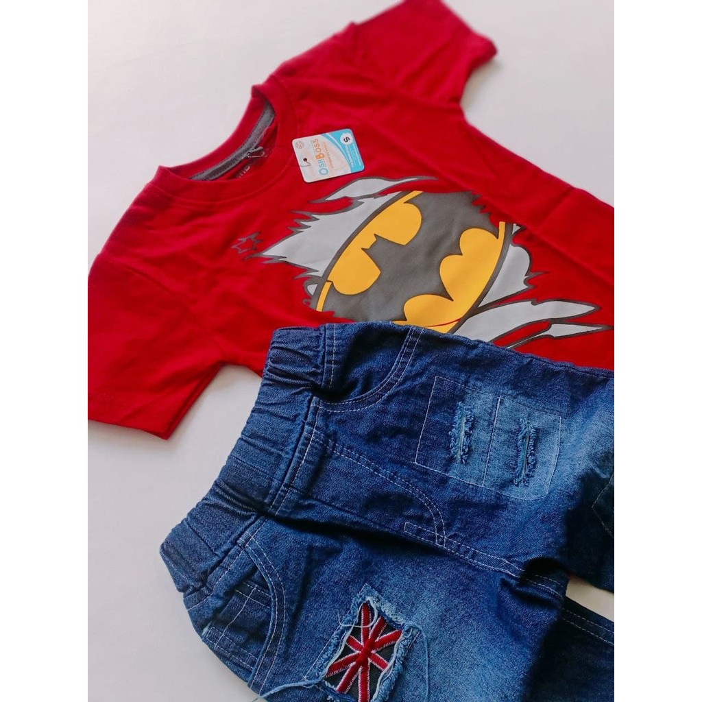 BAJU STELAN ANAK LAKI LAKI KAOS DISTRO DAN CELANA RIPPED BENDERA PPREMIUM OSHBOSS 1-2