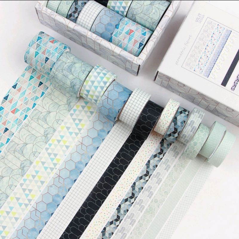 12 roll /set Kertas washi tape stiker scrapbook journal vintage retro paper tape