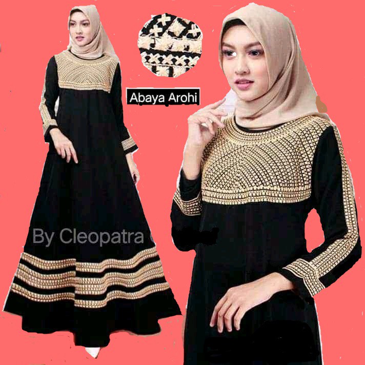 ABAYA BORDIR AROHI TERLARIS ABAYA SAUDI UMROH HITAM