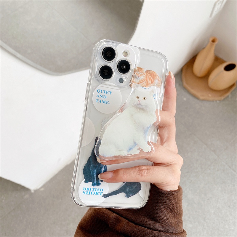 Soft Case Pelindung Bahan TPU Motif Hewan Kucing Untuk Iphone 7 8 PLUS X XR XS 11 12 13 MINI PRO MAX SE 2020