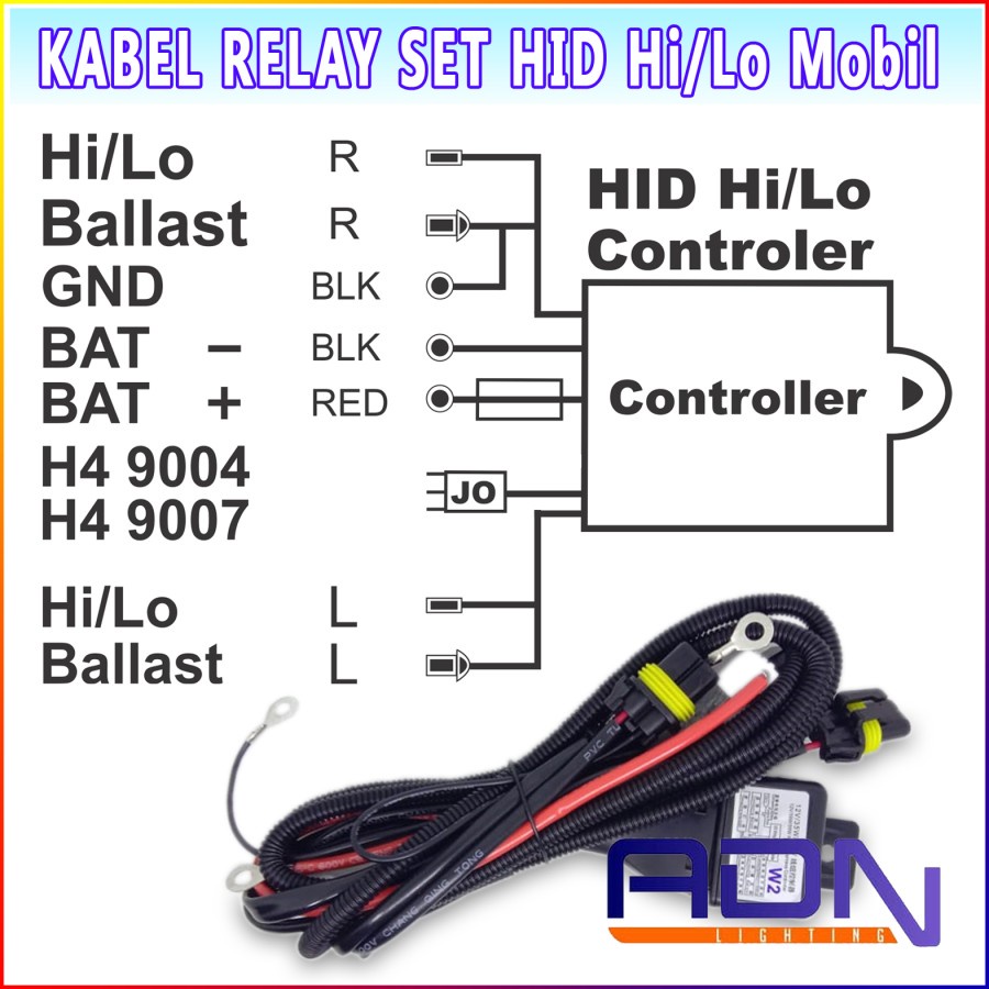 Kabel Relay set HID mobil H4 Hi Lo