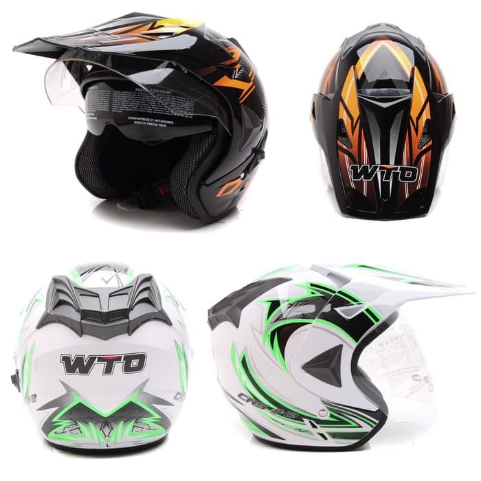 helm wto cross pro sight half face double visor not kyt kbc zeus agv