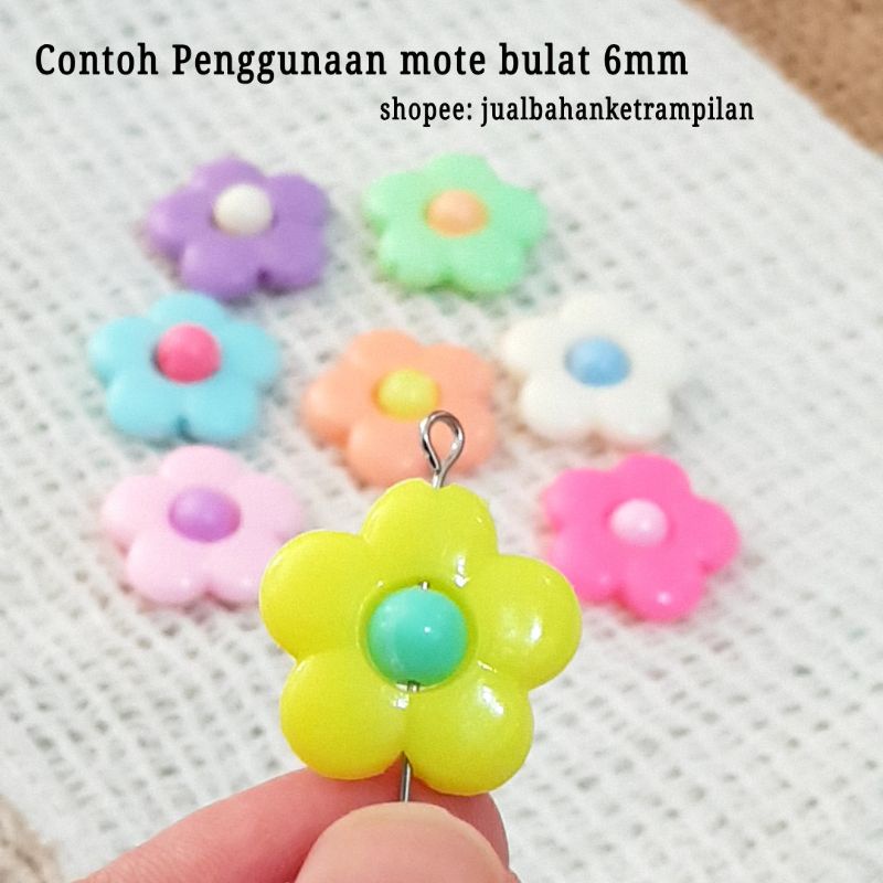 36 biji Bunga Bolong Mote Manik-Manik Bunga Lubang Campur Warna