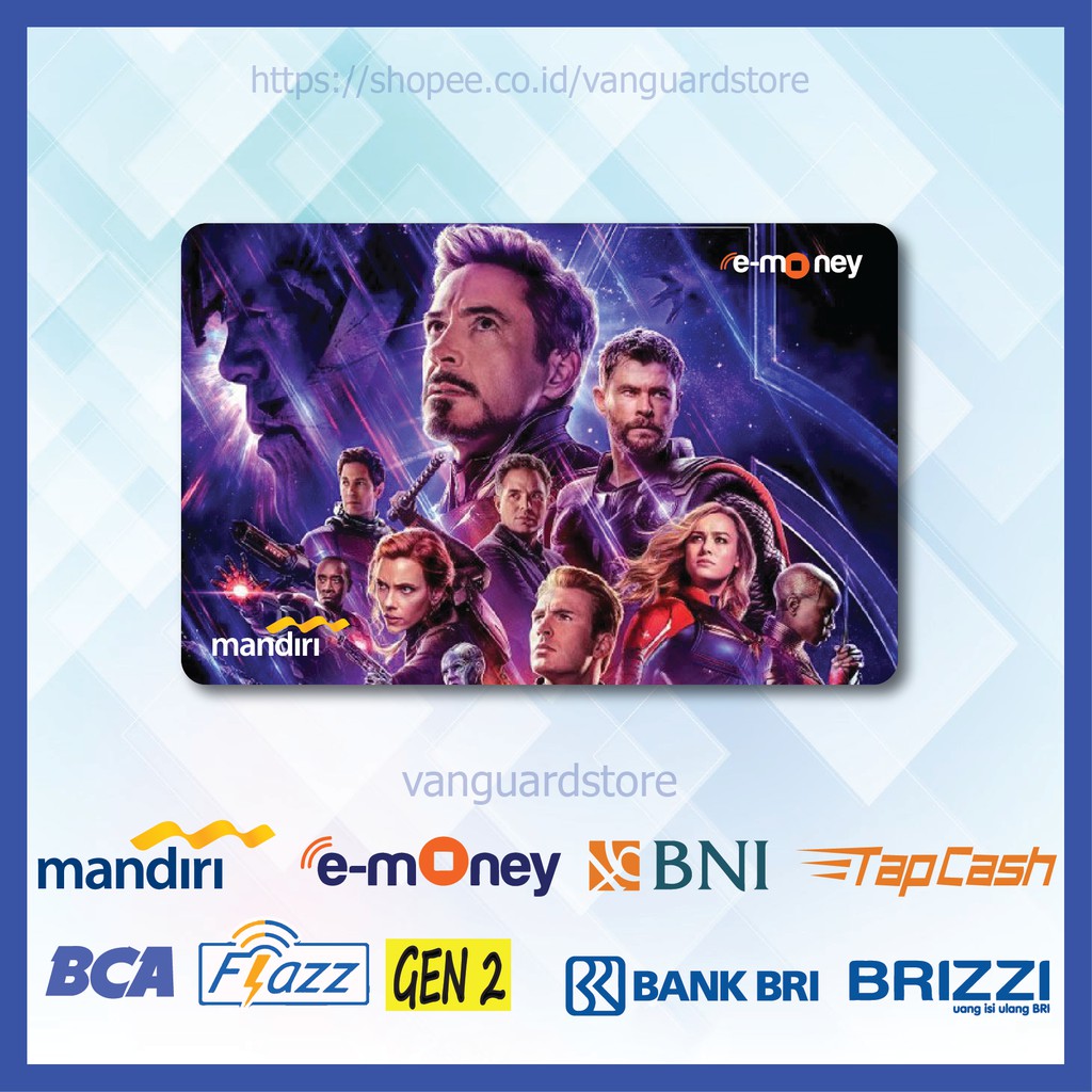 KARTU E MONEY E TOLL SUPERHERO AVENGERS ENDGAME ANIME 4 EMONEY MANDIRI FLAZZ TAPCASH BRIZZI