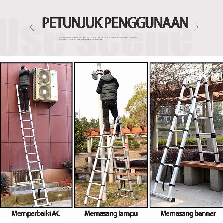 Multifungsi Dengan Teknik Tangga Lipat / Tangga Teleskopik Portabel Rumah Tangga 3.2Meter