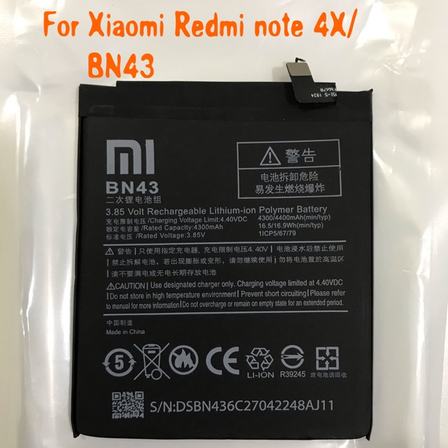 (P) Baterai batre battery original Xiaomi Redmi Note 4X /BN43