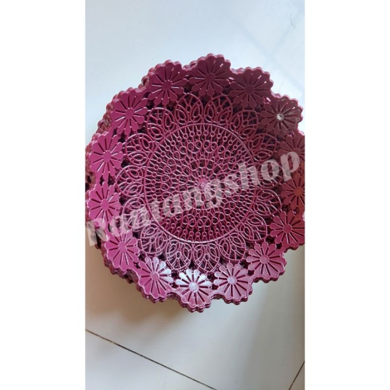 RANTANGSHOP PIRING ROTAN PLASTIK ANYAM MODEL BUNGA HARGA LUSINAN PRAKTIS KWALITAS BAGUS