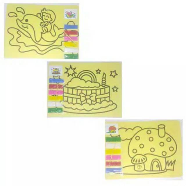 D4 Stiker Menempel Pasir | Mainan Edukasi Anak | Menggambar Tempel | Sticker Activity | Buku Gambar