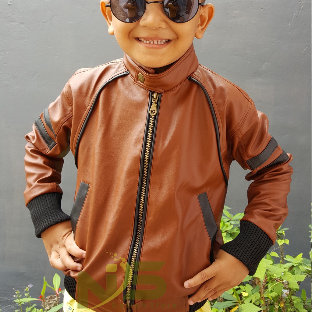 Jaket Kulit Anak Laki-Laki Film Action Rambo Model Sekolah Santai Bermain Kelereng