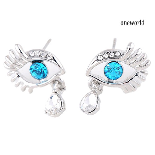 OW@ Women's Crystal Rhinestone Eye Tear Pendant Eyelash Earrings Eardrop Jewelry