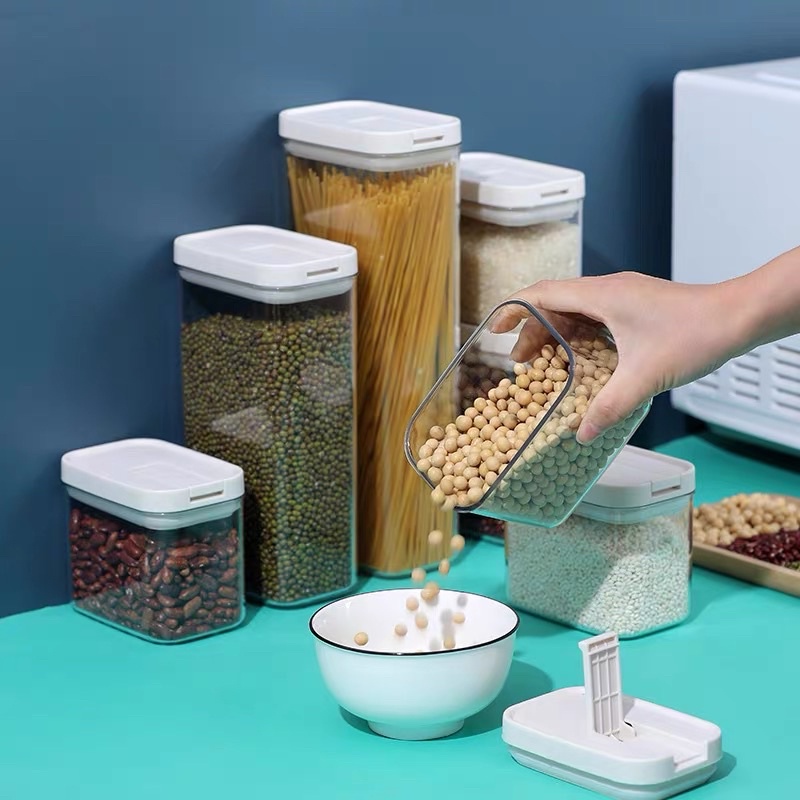 [CLASHOP]Toples Kedap Udara Putih Food Container Toples Kotak Bening Toples Spaghetti Kotak Penyimpanan Makanan Dapur Kulkas