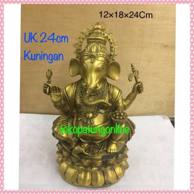 Patung Ganesha Kuningan 10in 010