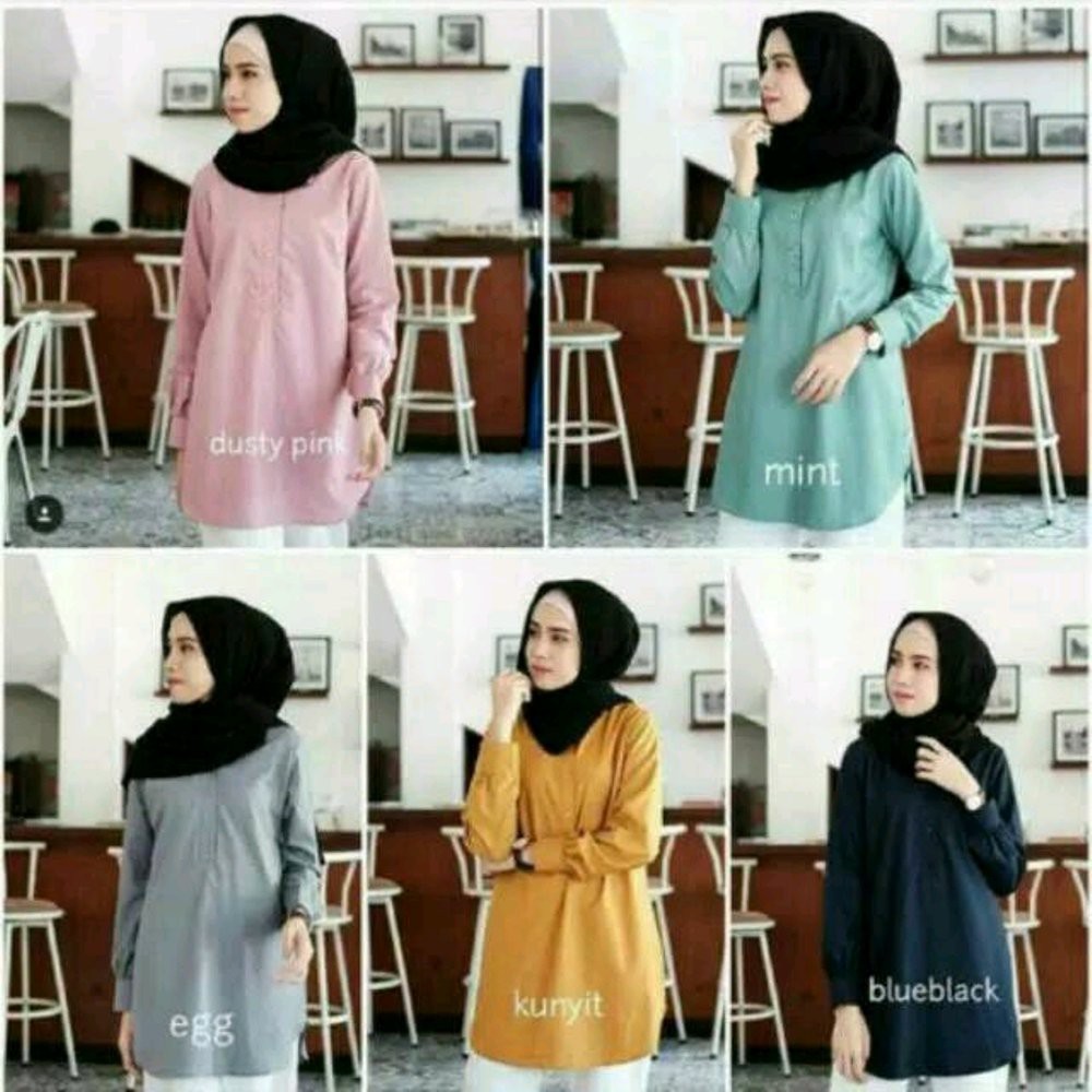 BAJU ATASAN WANITA TUNIK NAURA KEMEJA BLOUSE PANJANG TANGAN BUKAN CRESSIDA H M DNC ZOYA SUNDAY MEZO