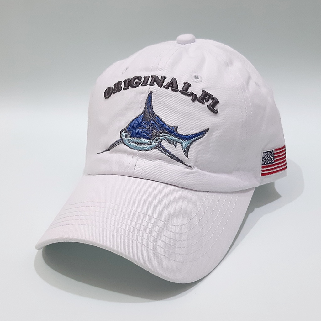 Topi Baseball Import Pria Motif Shark Originsl FL Katun Wash Premium