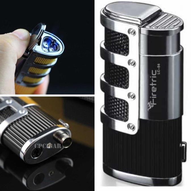 Firetric Korek Api Torch Lighter 3 Jet Flame Gas Butane + Cigar Punch