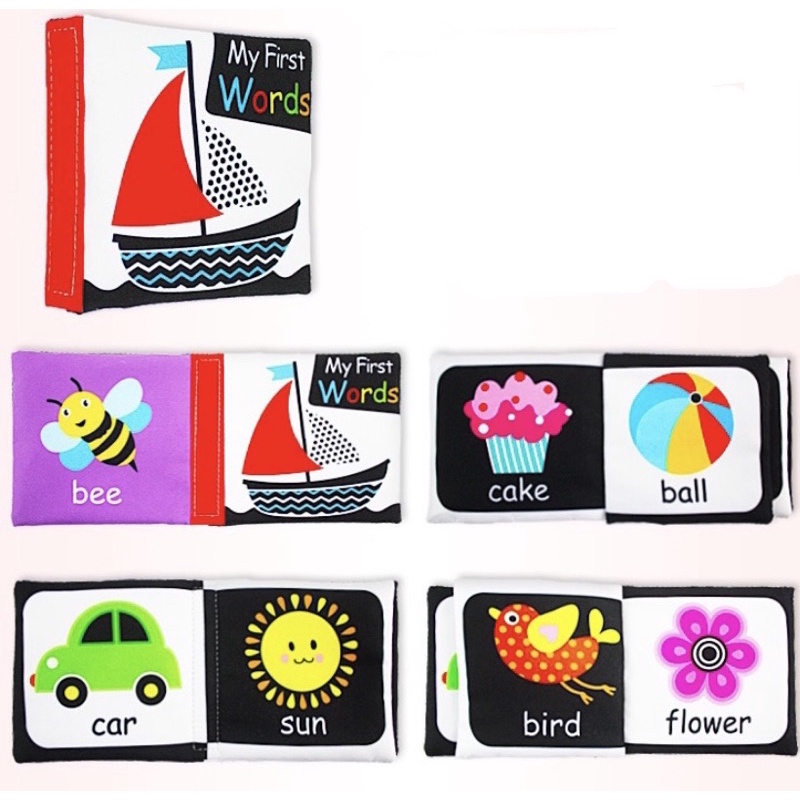 FIRST WORDS BOOK SET | Buku Bantal Bayi | Baby Soft book | Buku Kain Bayi edukasi 0 bulan