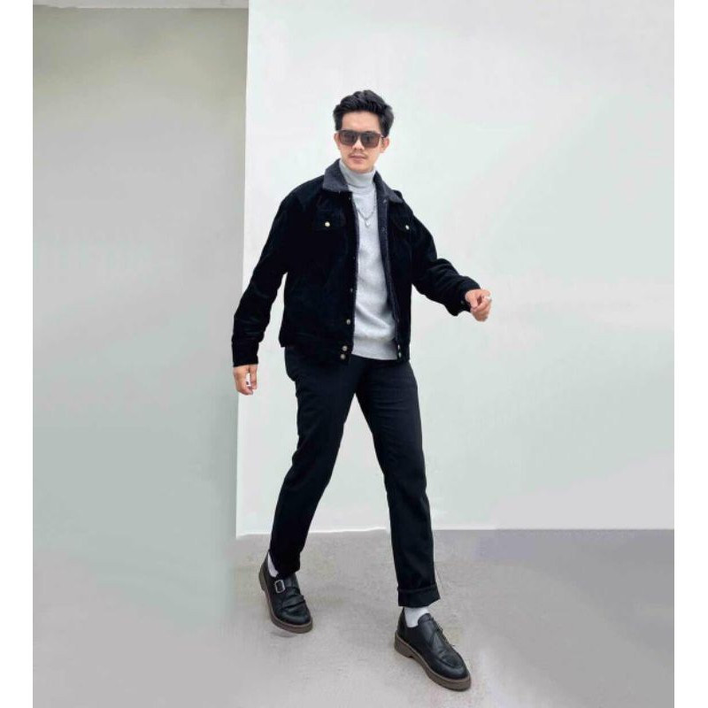 OOTDSUPPLY Corduroy Sherpa Jacket Black | Jaket Corduroi | Outerwear-4