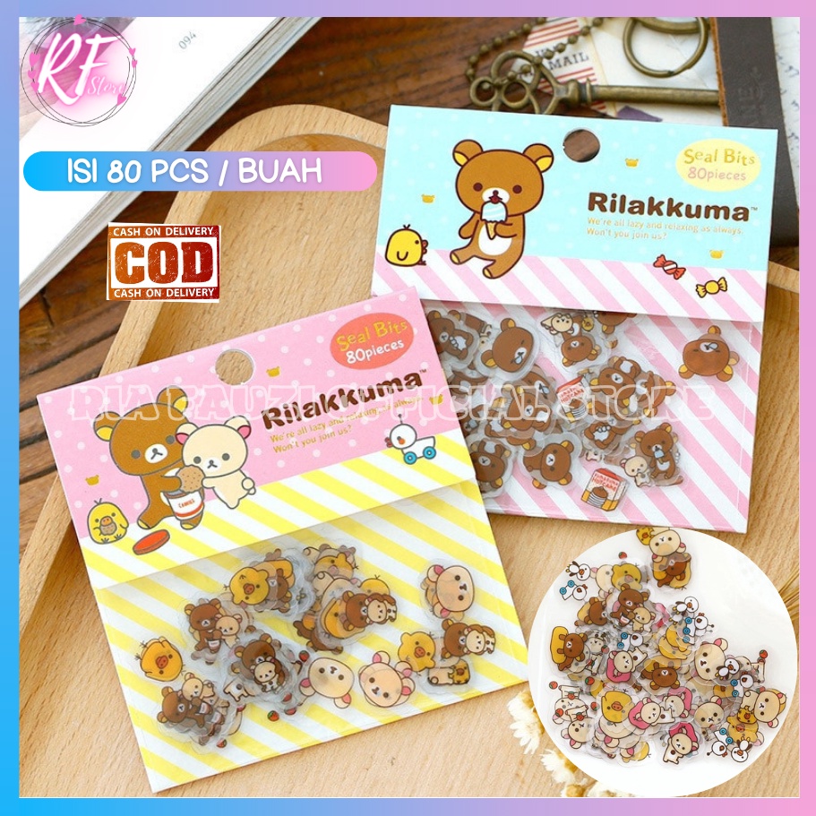 

80 pcs Stiker Rillakuma Hiasan Buku Botol Hp Stiker Anak Sticker Kartun Lucu Termurah