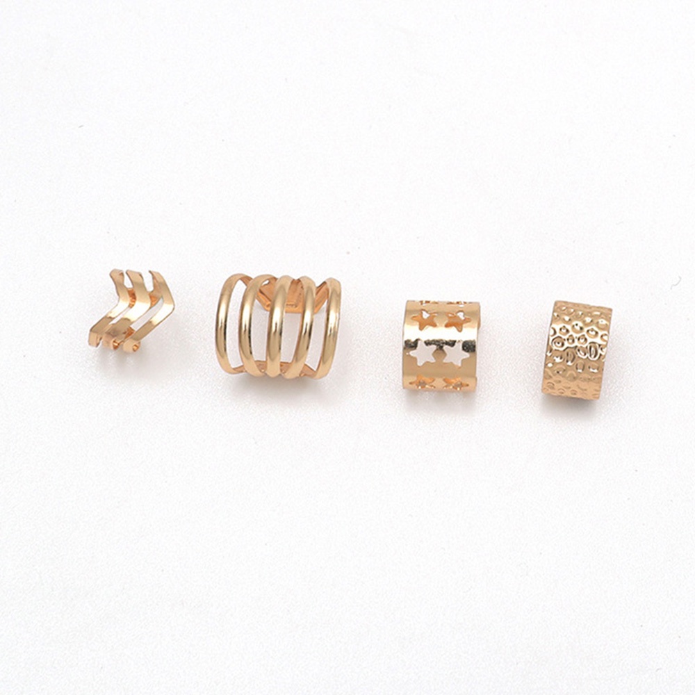 4pcs / Set Anting Tusuk + Klip Telinga Lapis Emas Bentuk Bintang / Geometri Untuk Wanita