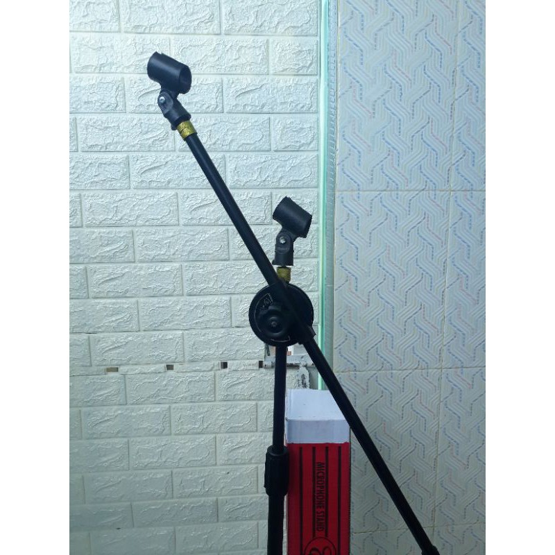 Stand Mic Panjang Double Mic Free 2 Holder Mic