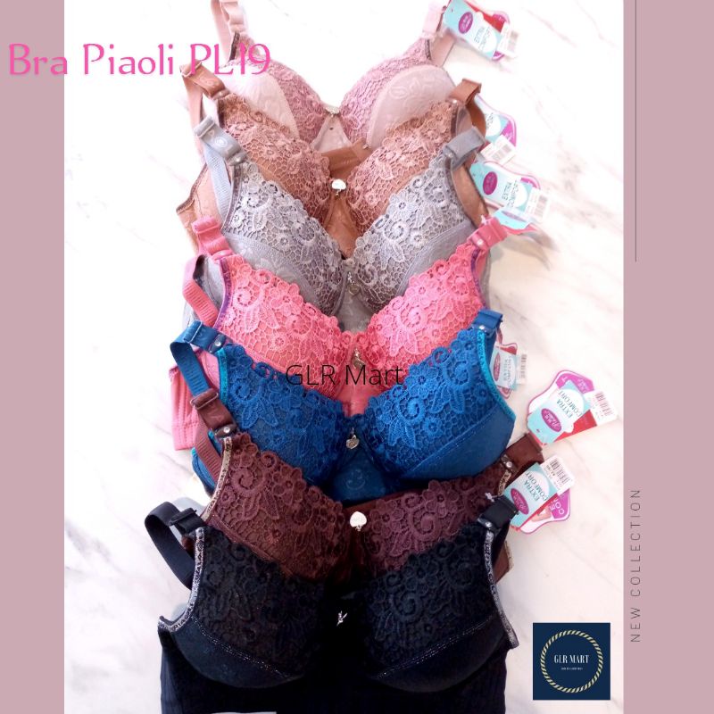 Terbaru Bra Piaoli Renda Brukat Tanpa Kawat PL19 Size 36 - 46 Lembut dan Nyaman BH Piaoli Aneka Warn