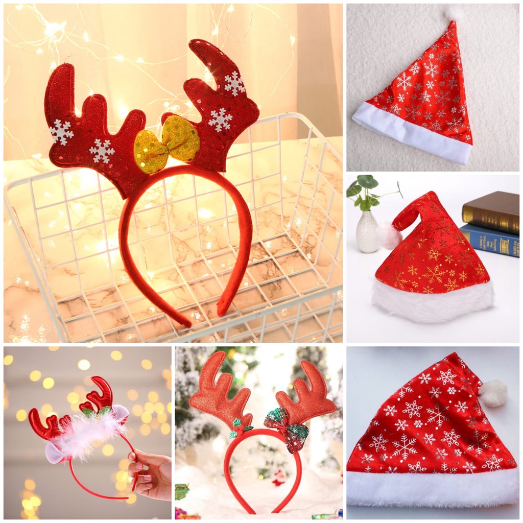 Topi Natal LED Bando Natal Bintang Dewasa Dan Anak All Size Motif Santa Claus Sinterklas Merry Christmas Hat