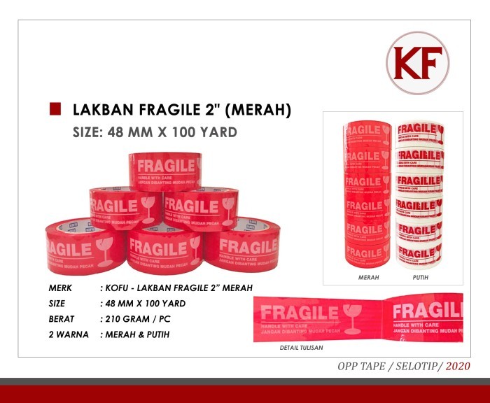 

LAKBAN FRAGILE 2 INCH 100 YARD - MERAH