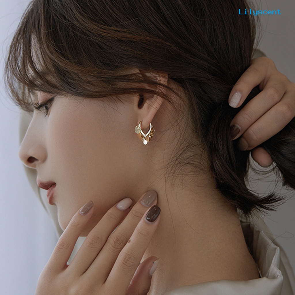 Anting Hoop Bahan Alloy Warna Emas Gaya Punk Untuk Wanita