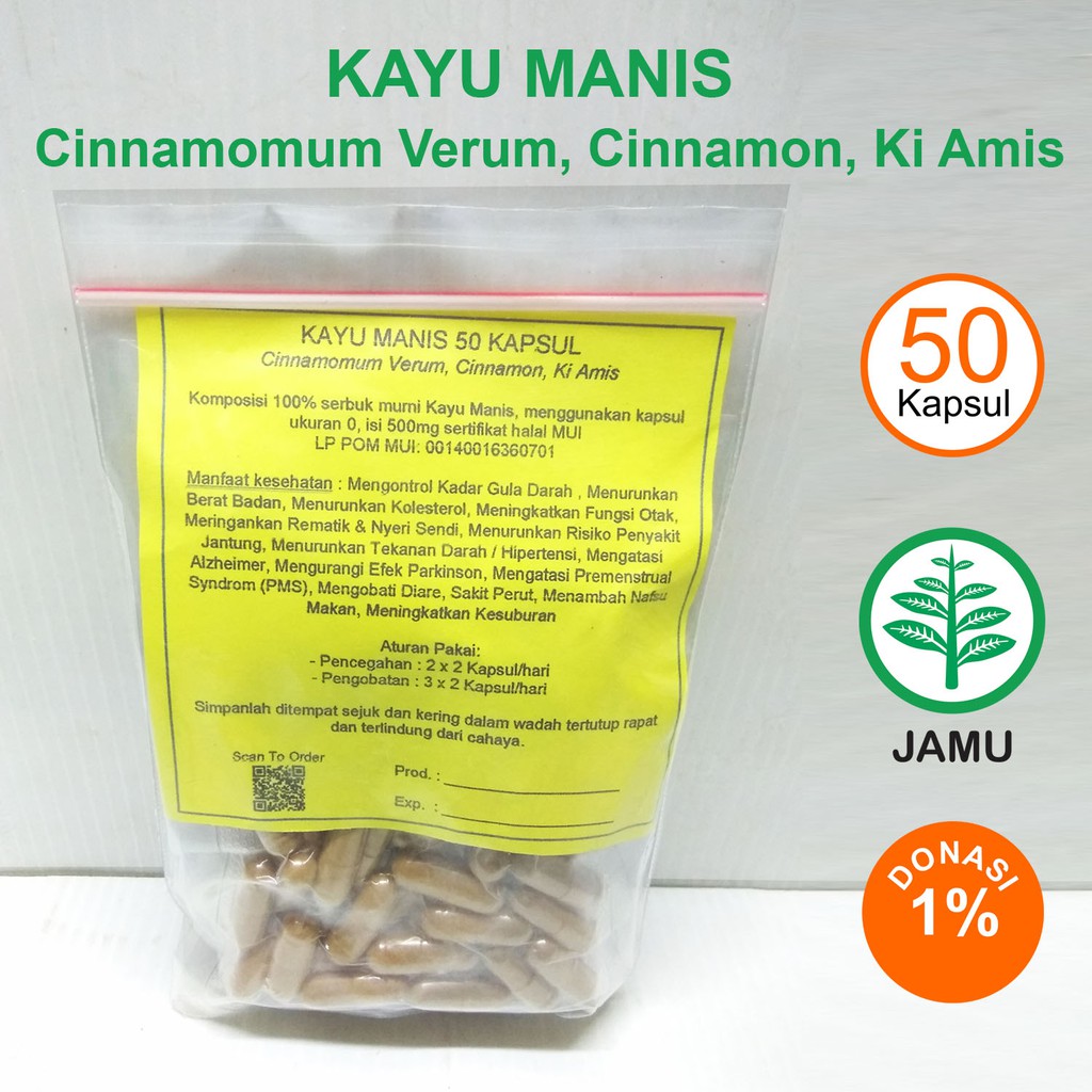 

KAYU MANIS 50 KAPSUL Cinnamon Kolesterol Gula Darah Rematik Nyeri Sendi Hipertensi