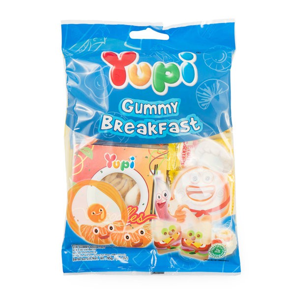 

YUPI Gummi Breakfast Candies 80g - Permen Jelly Kenyal Bentuk Makanan