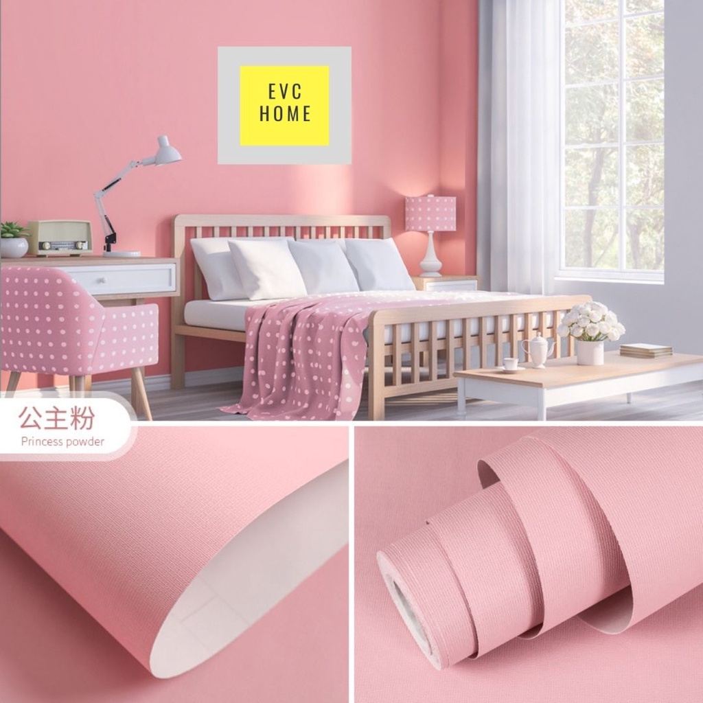 EVCHOME 45CM x 5M Wallpaper Sticker 3D Dinding KOREA PREMIUM - Wallsticker Emboss-Baby Pink