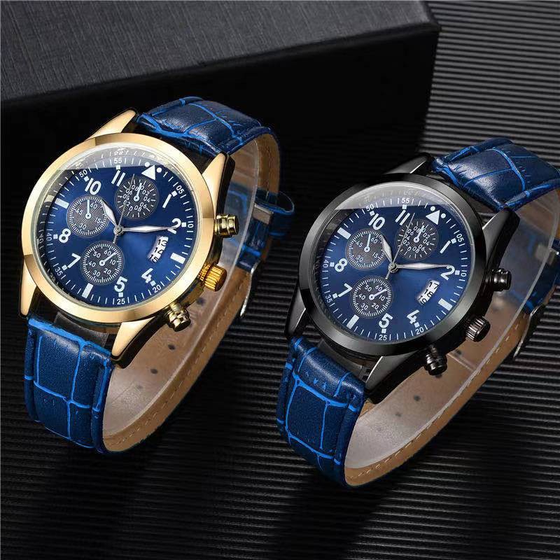 Jam Tangan Pria Strap PU Leather Analog Quartz Korean Fashion / Watch Men Korean Import