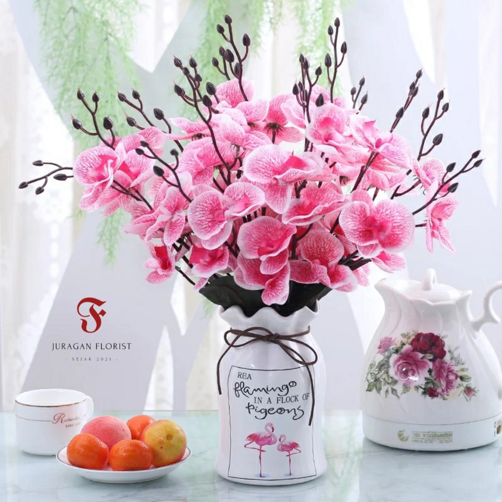 ANGGREK 20 ORCHID TANAMAN HIAS BUNGA PLASTIK BESAR BUNGA ARTIFISIAL MURAH