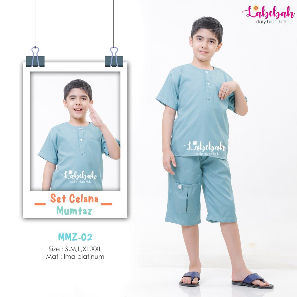 MMZ 02 Baju Muslim Setelan Koko Anak LaBebah Mumtaz Baby Blue