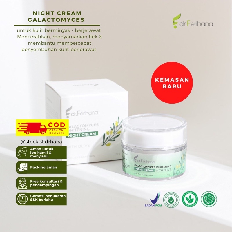 Galactomyces Dr Ferihana Cosmetics Night Cream Acne Skin Krim Malam Mengatasi Jerawat Dan Mencerahka