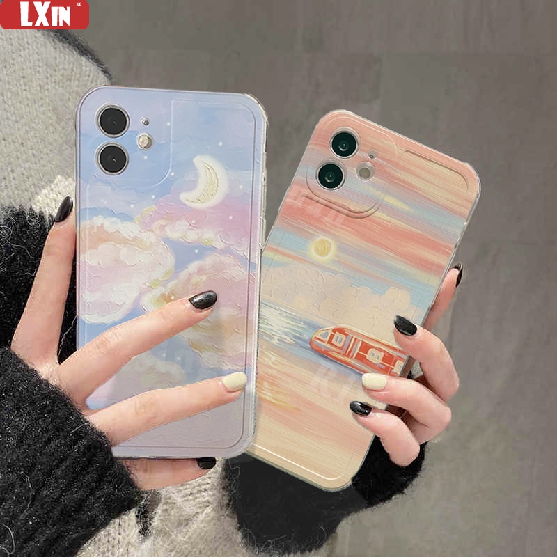 Casing Silikon Redmi 10C 10A Note 11 Pro Note 10 Real me C31 A16 A15 A54 A3S A5S F9 A53 SasmsunA13 A03 A12 A51 Motif Lukisan Matahari Terbenam
