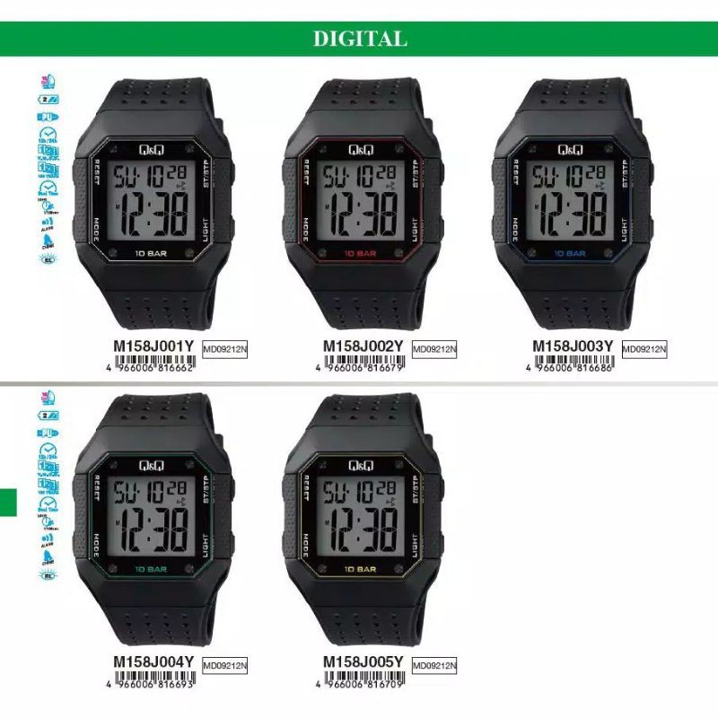 Q&amp;Q Original Jam Tangan Pria Digital Anti Air QQ M158 Series Ori Digital M158J001Y M158J002Y M158J003Y RUBBER JAMTANGAN QNQ KARET RUBBER STRAP ORIGINAL BERGARANSI  DIGITAL WATCH