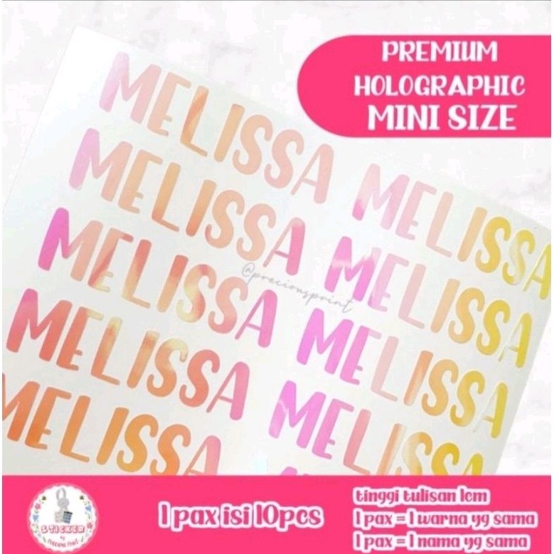 

Stiker Nama Premium Holograpic Mini