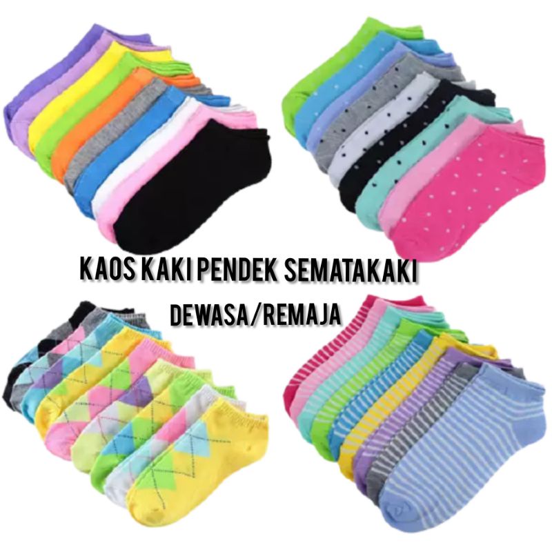 KAOS KAKI PENDEK MATA KAKI MOTIF DEWASA WANITA / PRIA (12 pasang) (RANDOM)