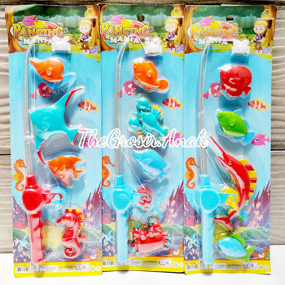 Pancing Mania 3116 Mainan Mancing 4 Ikan Magnet Joran Fishing Game