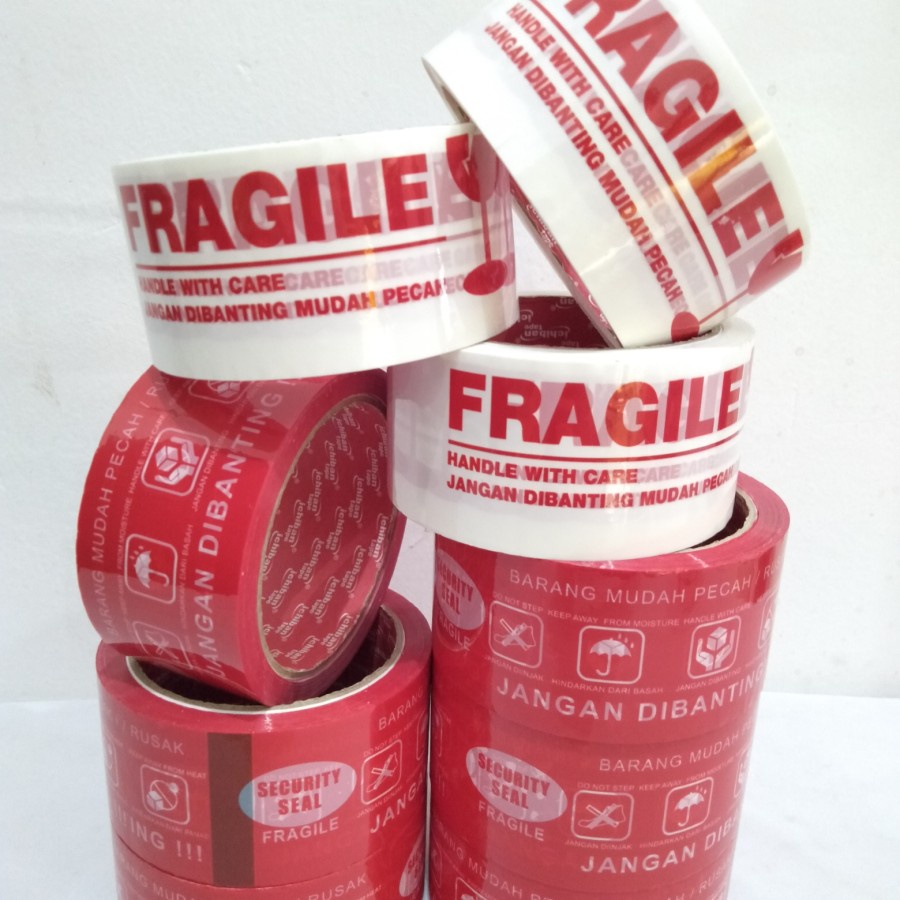 LAKBAN SELOTIP FRAGILE MERAH ORIGINAL