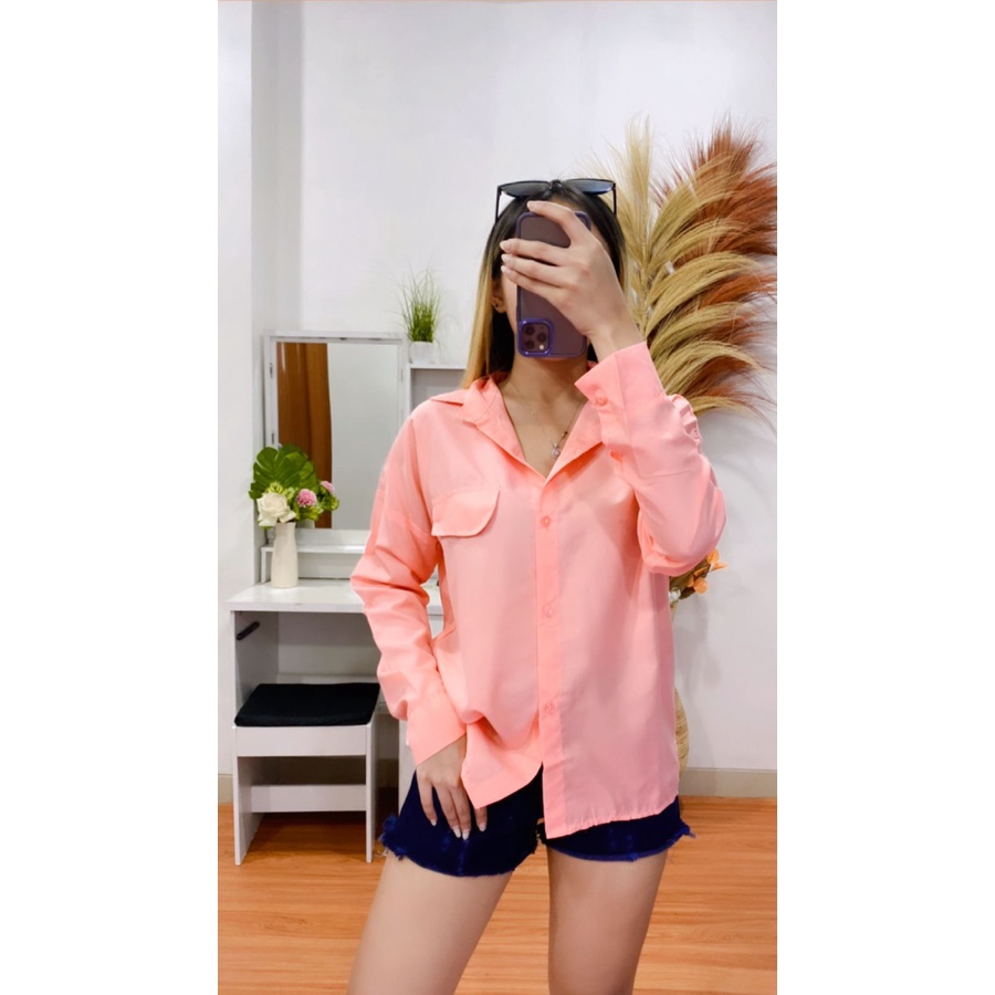RX FASHION - KEM EMMA / KEM KESIA - FASHION KEMEJA WANITA - 1R-peach/pink