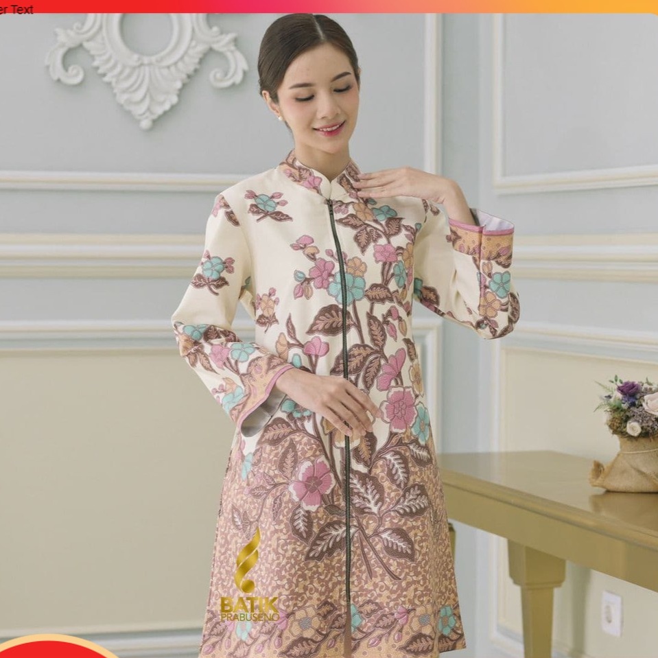 Batik Prabuseno TUNIK SHANUM  Batik Wanita Atasan Lengan Panjang  Original Batik Solo Busui Friendly