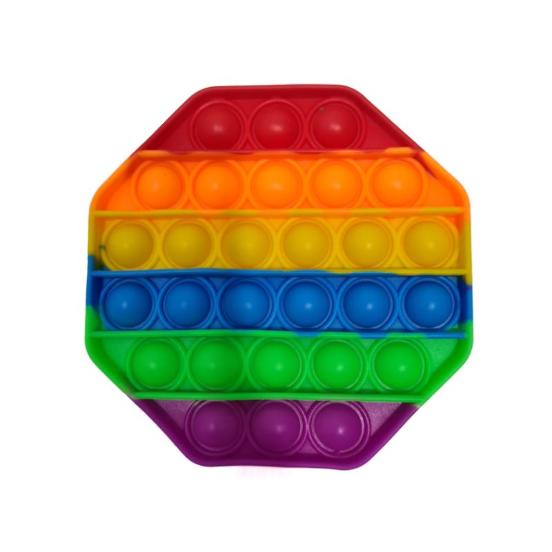 POP IT FIDGET TOY RAINBOW | PUSH POP BUBBLE FIDGET | MAINAN ANAK POP IT KARAKTER | POP IT POLOS-OCTAGON RAINBOW
