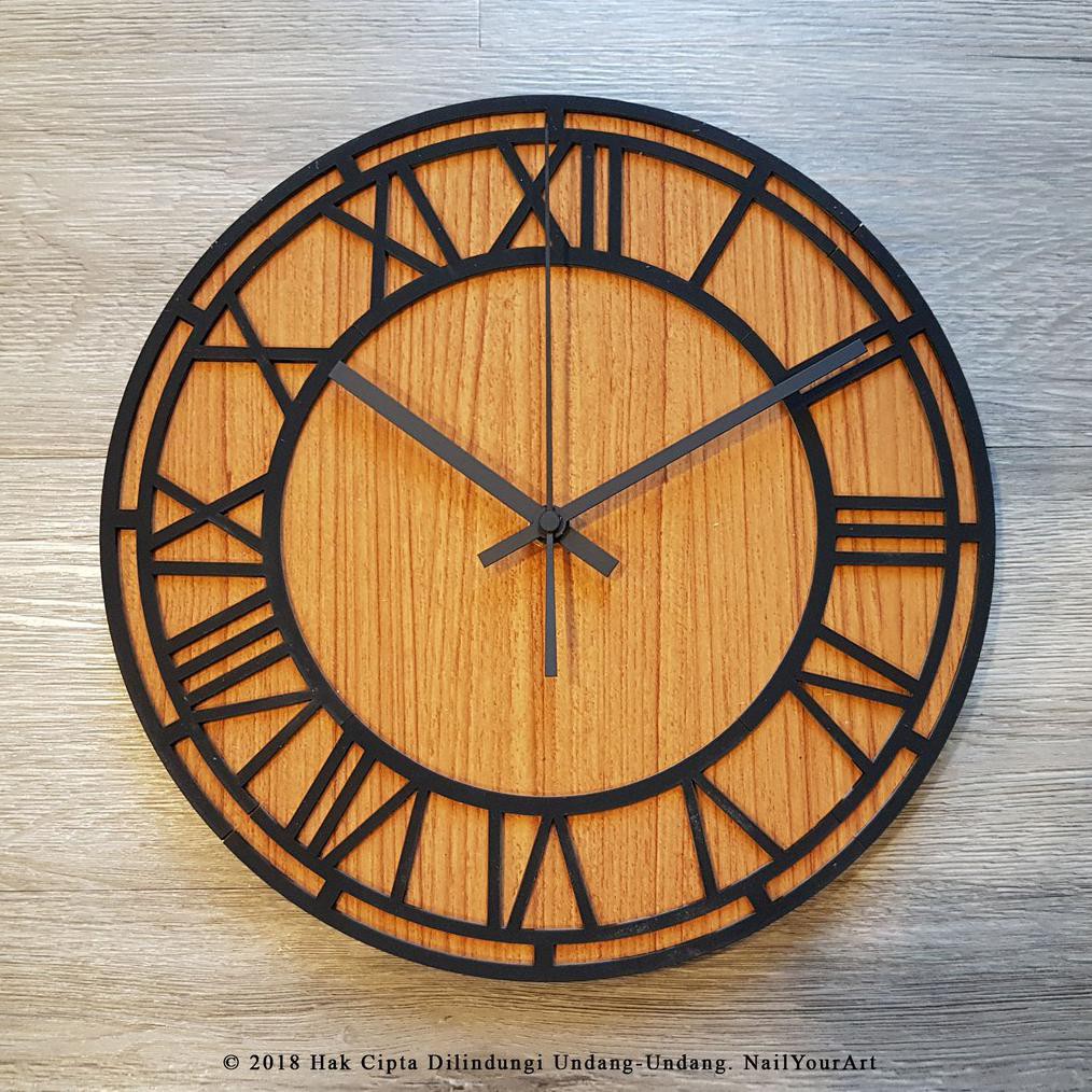 Nail Your Art Jam Dinding Unik Artistik Roman Oak Wall Clock Shopee Indonesia